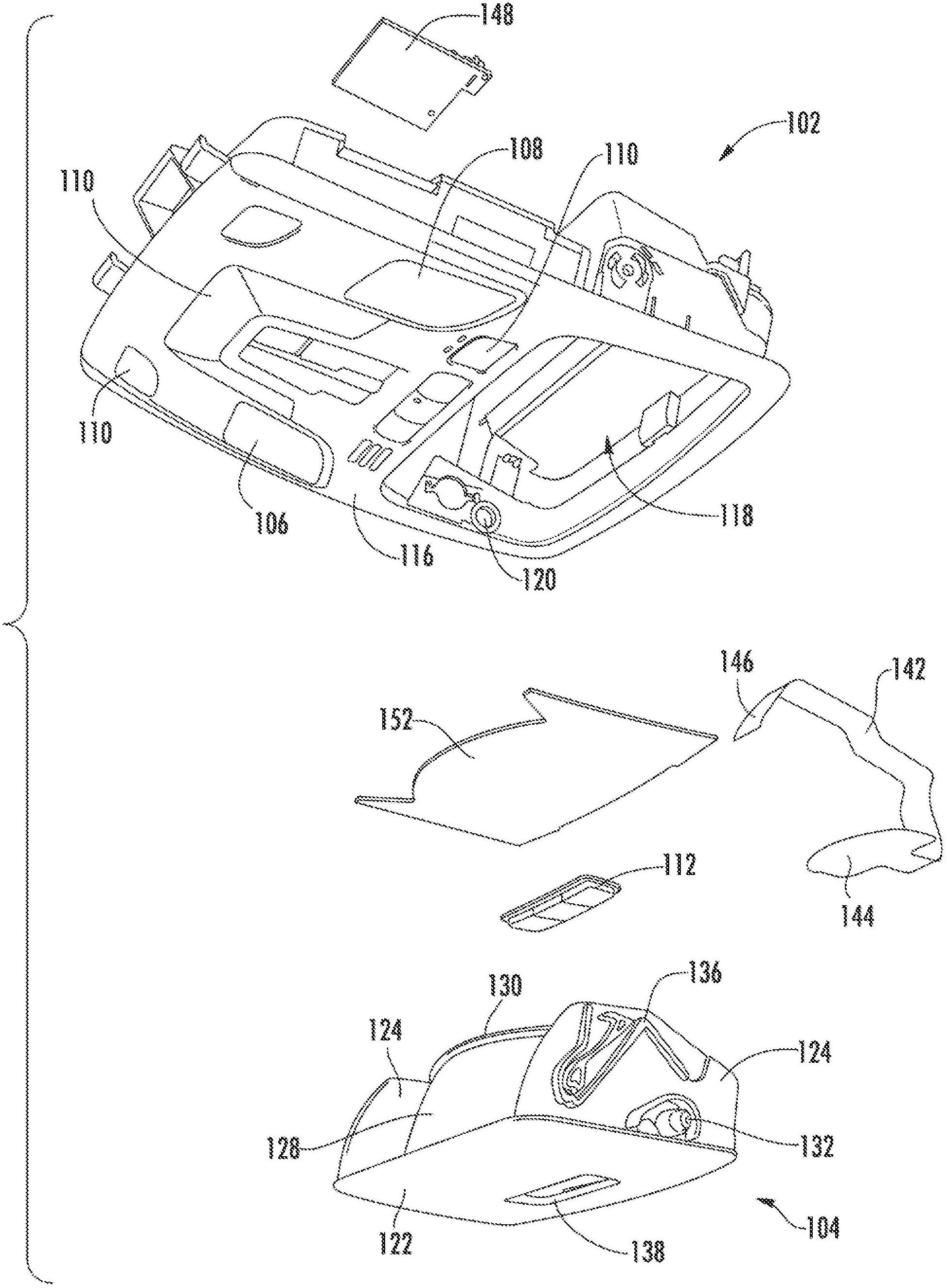 Low profile switching and lighting integration within an interior vehicle component