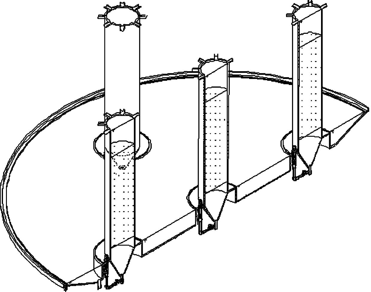 Falling water oxygen-enriched micro-aerobic sludge bed process and its wastewater treatment method