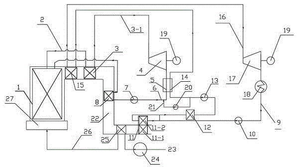 Cascade type steam Rankine combined cycle generating device