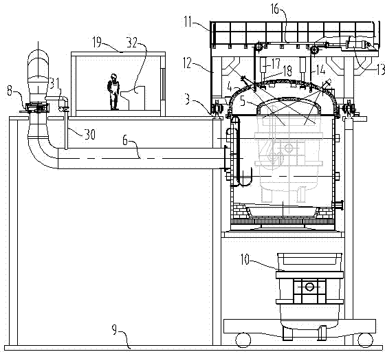 Vacuum refining method for molten steel by using two-tank single-cover type VD refining furnace