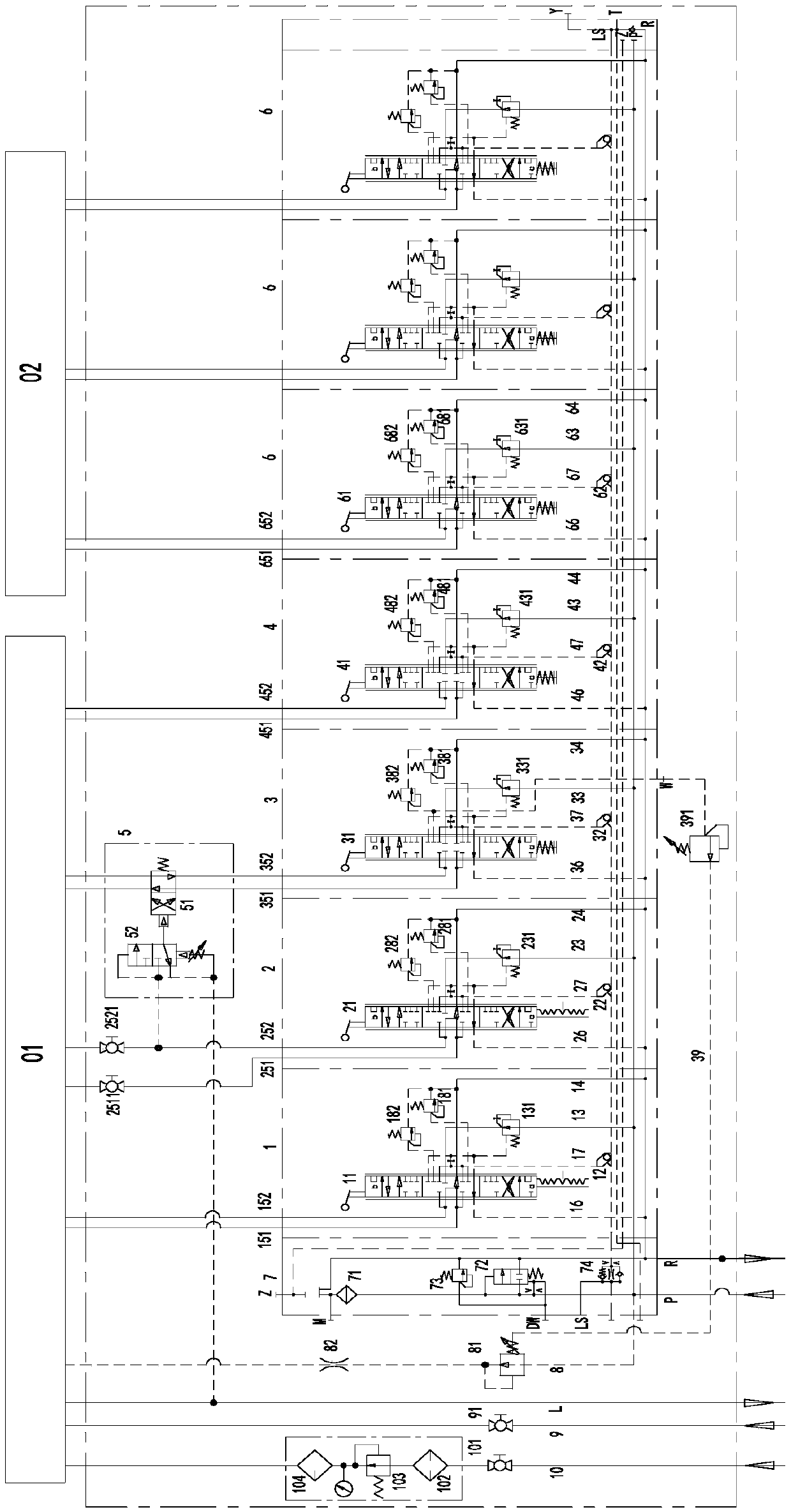 Drilling rig and full-hydraulic manual control valve station thereof