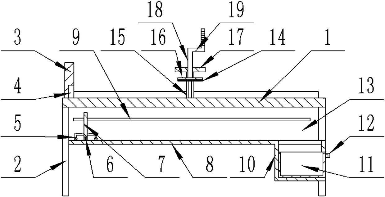 Wood board fixing device with wood chip collecting function for building woodworking