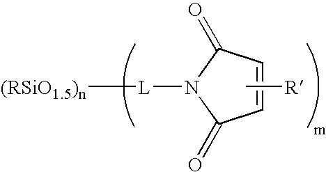 Compositions containing maleimide-substituted silsesquioxanes and methods for use thereof