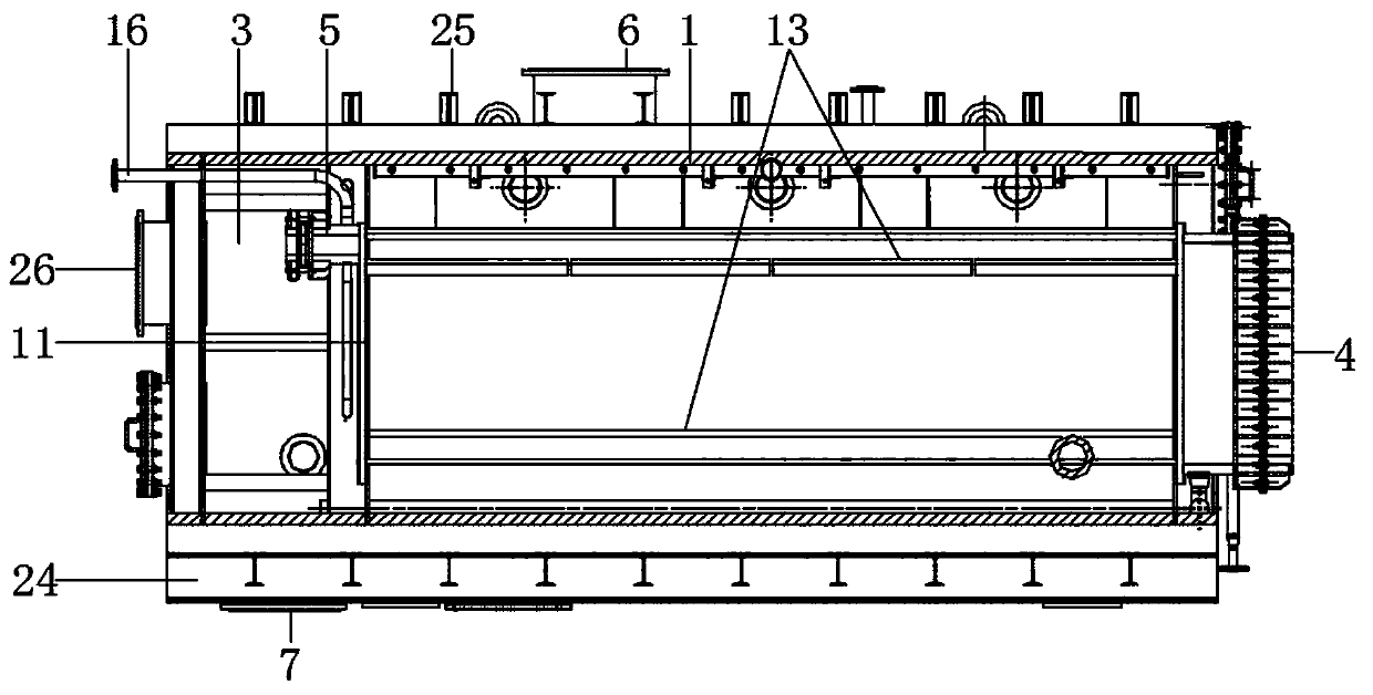 Material evaporator with liquid level balancing function