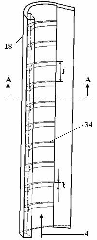 Internal cooling structure with grooves and ribs on front edge of turbine blade and method of internal cooling structure