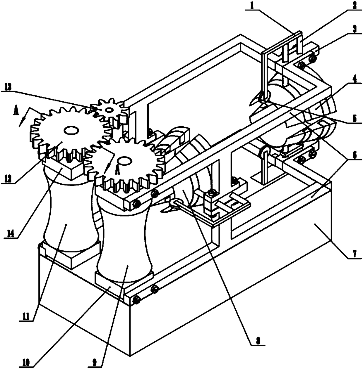 A sugarcane peeling device