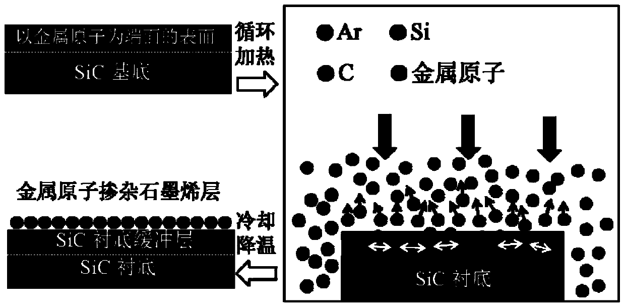 A method for preparing large-area regular epitaxial graphene doped with metal atoms