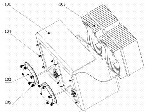 LED (light emitting diode) tunnel lamp with adoption of double-sided radiator and lamp housing support structure