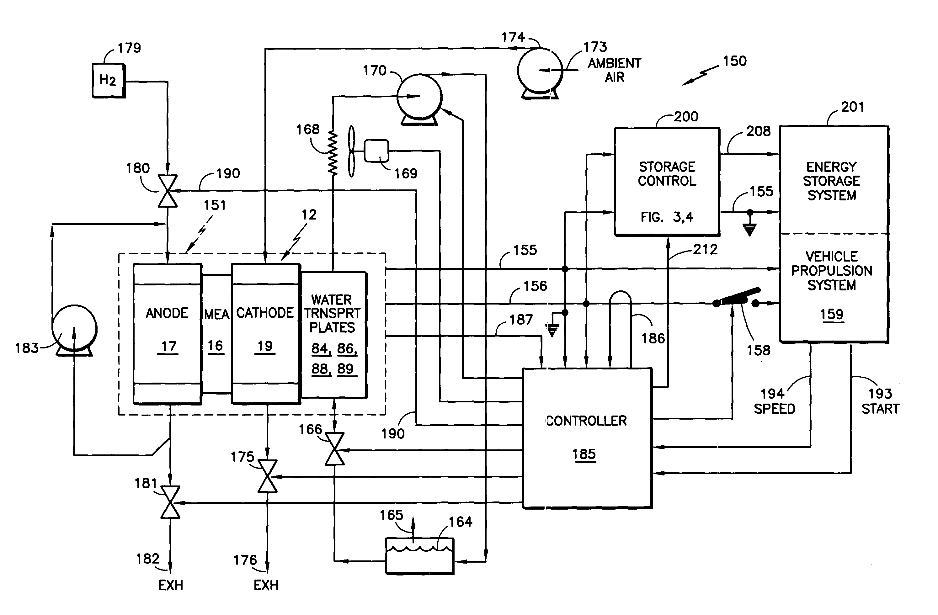 Storage of fuel cell energy during startup and shutdown