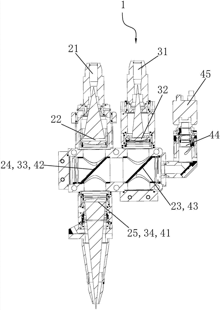 Exiting device for laser hybrid welding