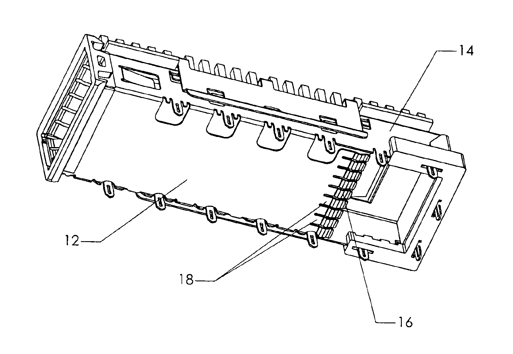 Fiber optic transceiver package with integral EMI gasket