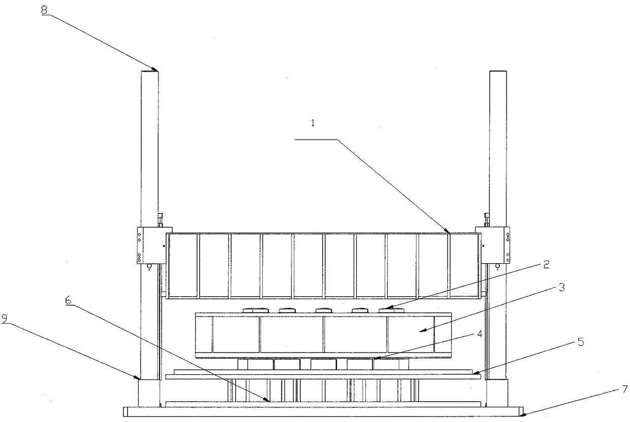 A detection device for simulating the impact of the coil on the pressure plate when the transformer is short-circuited