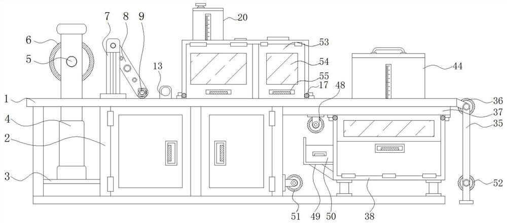 Abrasive paper production gluing device with anti-deviation structure