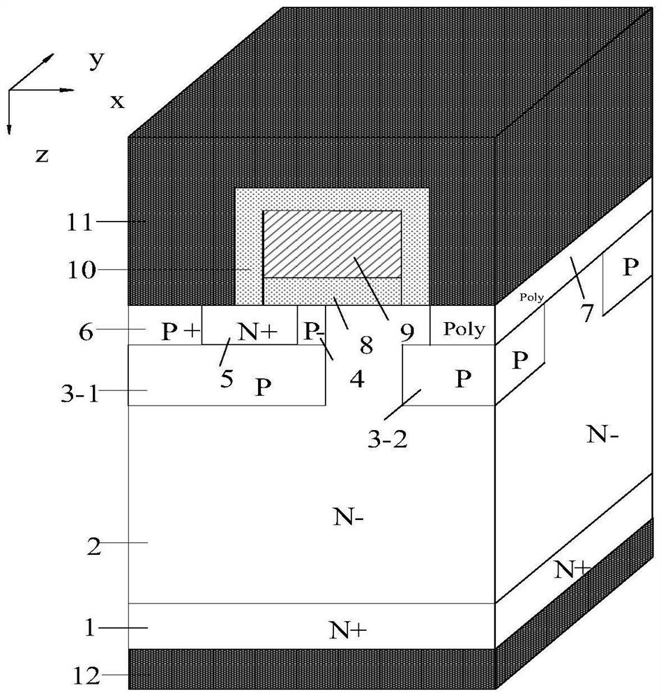 Separation gate SiC MOSFET integrated with heterojunction diode and manufacturing method thereof