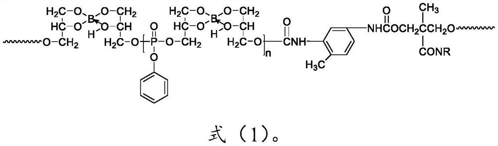 Phosphorus-boron heterochain hydroxyl-terminated prepolymer block polyurethane copolymer water-based printing and dyeing fireproof coating and preparation method and application thereof