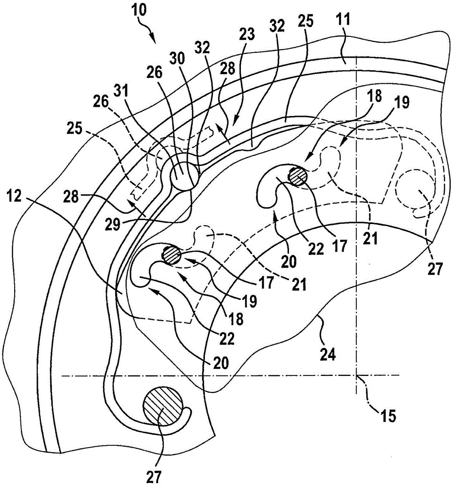 Centrifugal force pendulum device, and drive train of motor vehicle