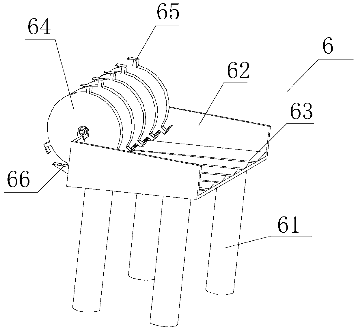 A continuous production system for non-destructive removal of lotus core for lotus seeds of Chinese herbal medicine