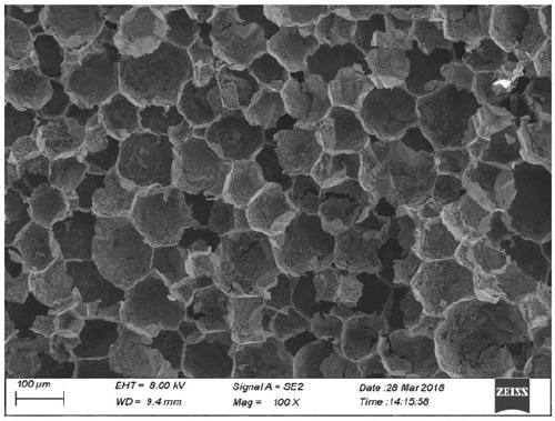 Ceramic sponge material method for preparing nanowire woven microspheres by reverse template method