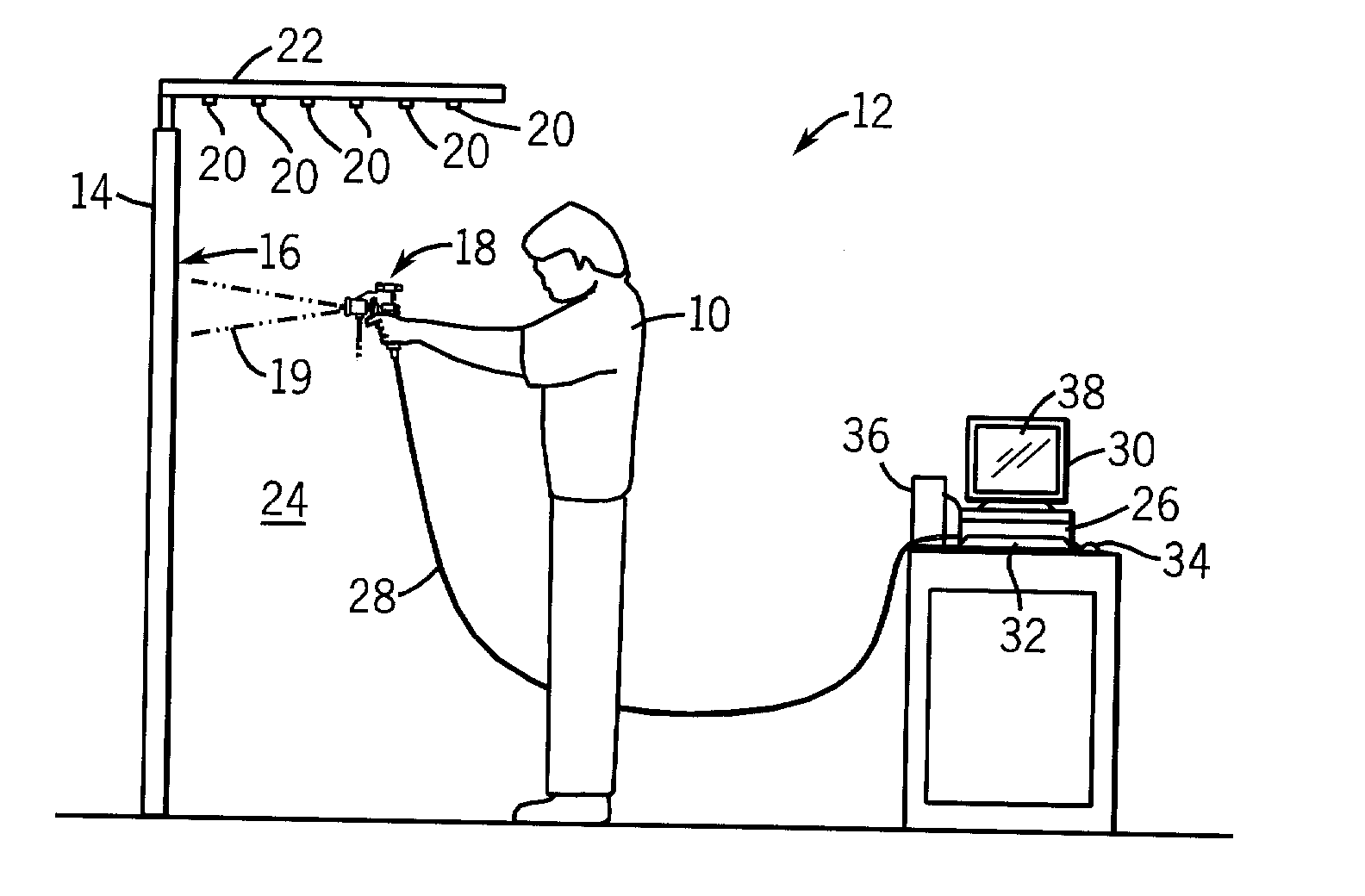 Virtual coatings application system with structured training and remote instructor capabilities