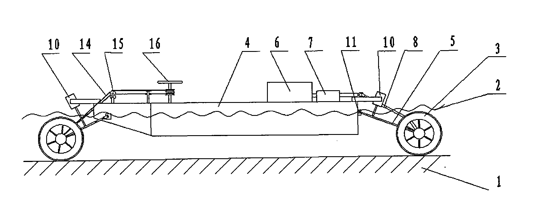 Shallow water bottom wheel propelled ship and propelling method thereof