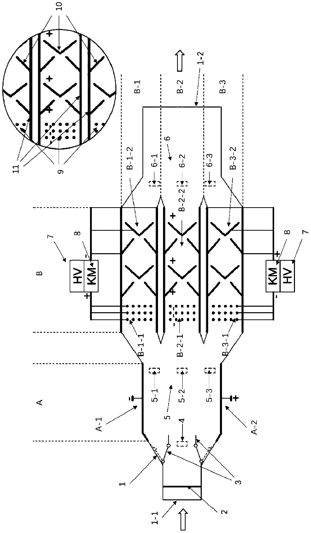 Magnetoelectric composite gas purification method