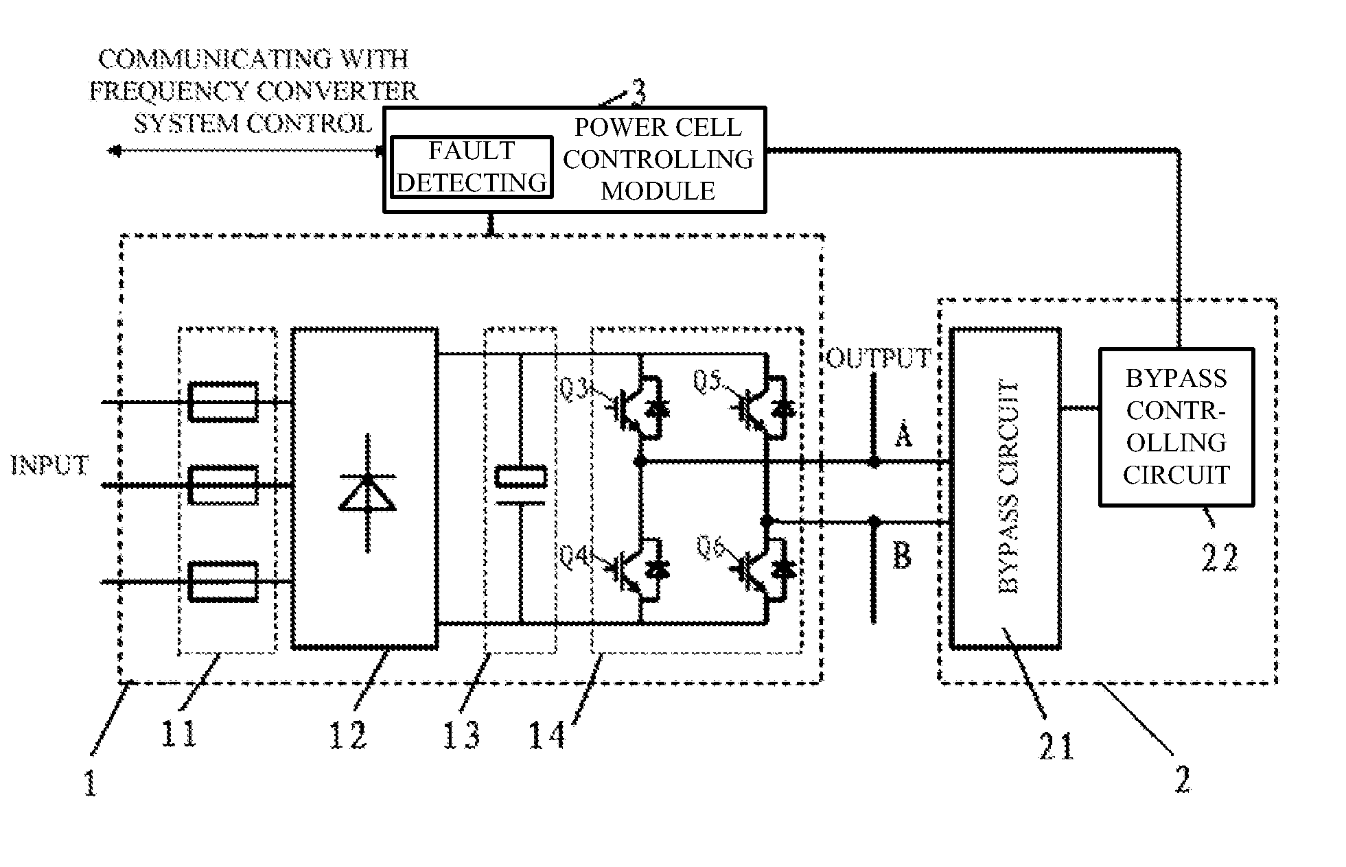 Cascaded h-bridge medium voltage drive, power cell and bypass module thereof