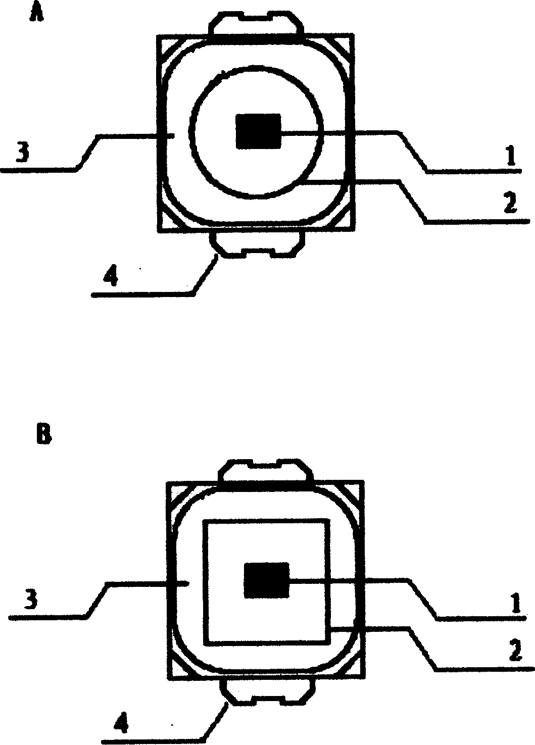 YAG chip-type white-light light-emitting-diode and its packing method