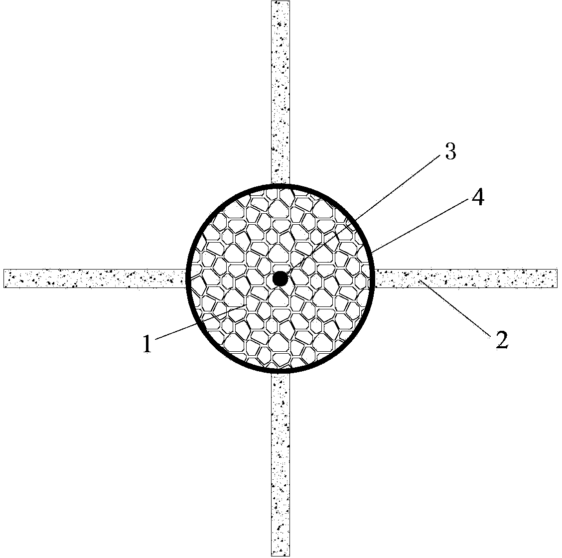 Post-grouting gravel pile with sand wall wing plates and construction method