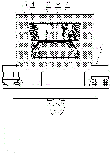 A high-frequency vibration casting mold and casting process for the broken wall of the cone sand making machine