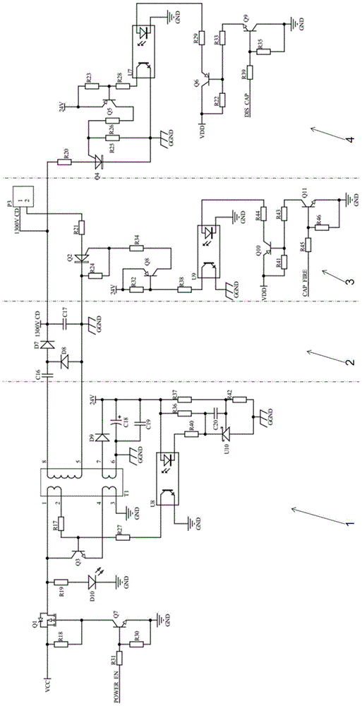 A high-voltage excitation delay detonation control circuit