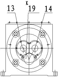 A co-rotating conical twin-screw extruder distribution gearbox