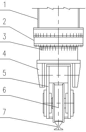 Novel bogie device for crane travelling mechanism