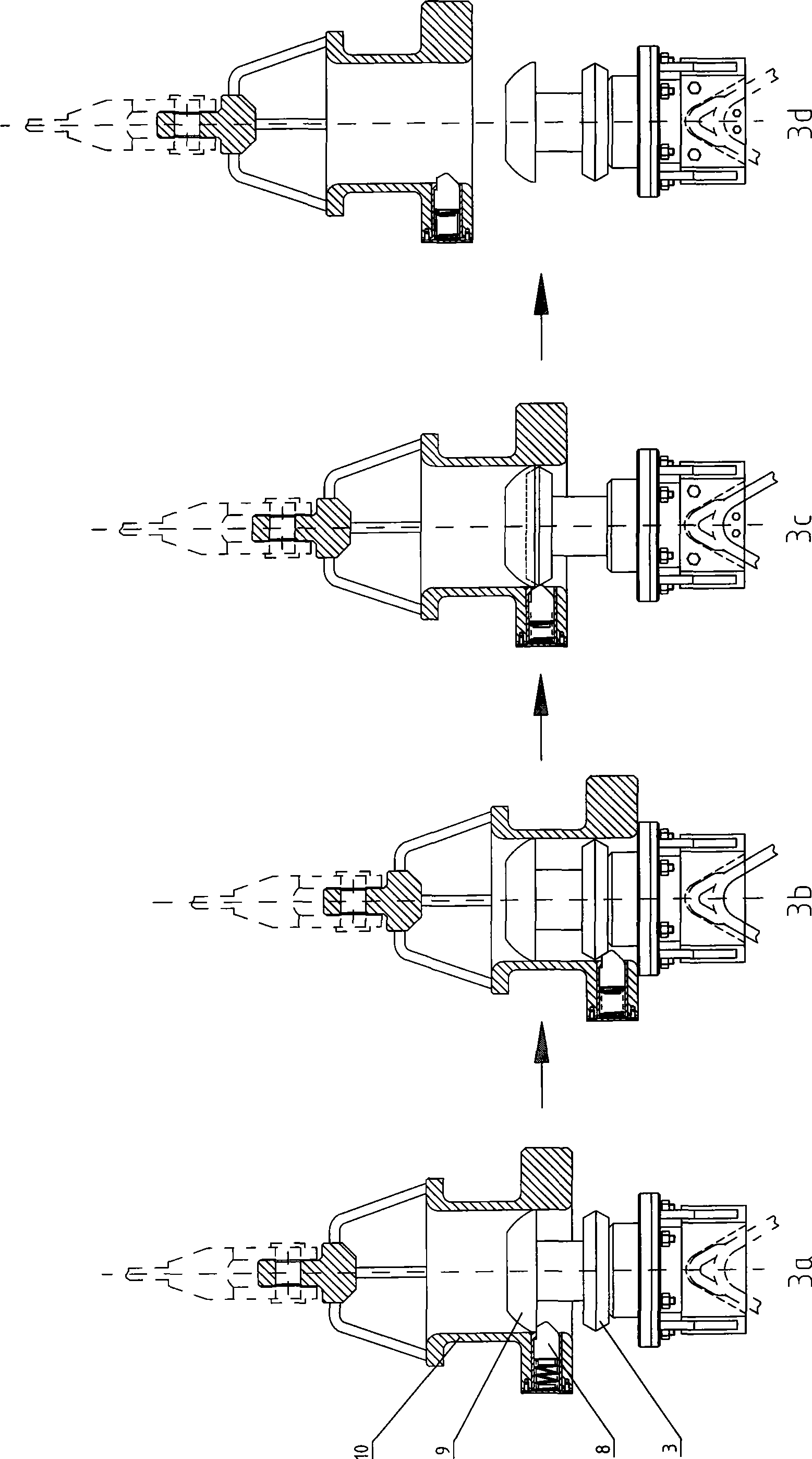 Mechanical automatic butt-joint releasing device