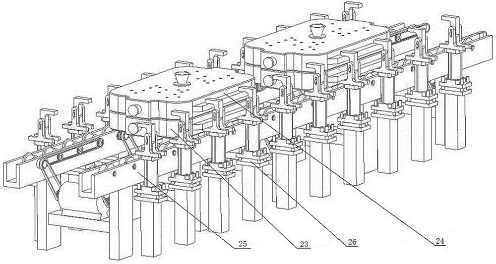 Pouring section line body of iron mould sand coating production line