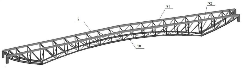 Super-large-span heavy-load prestressed space truss based on topological optimization principle