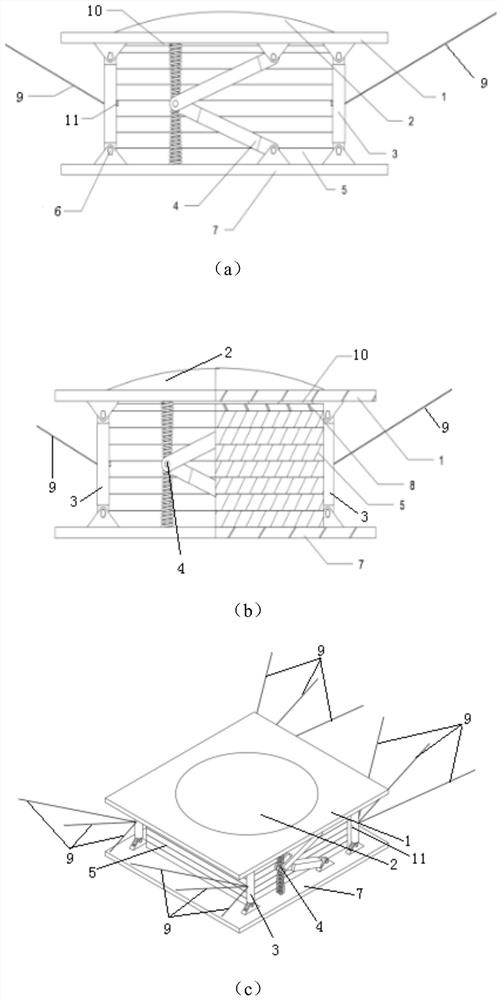 A trigger-type limited negative stiffness high-strength spring shock-absorbing support