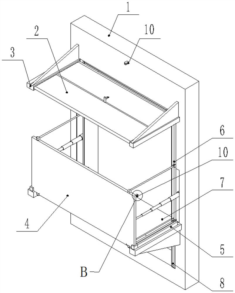 Externally-hung stretchable hollowed-out balcony of fabricated building and construction method thereof