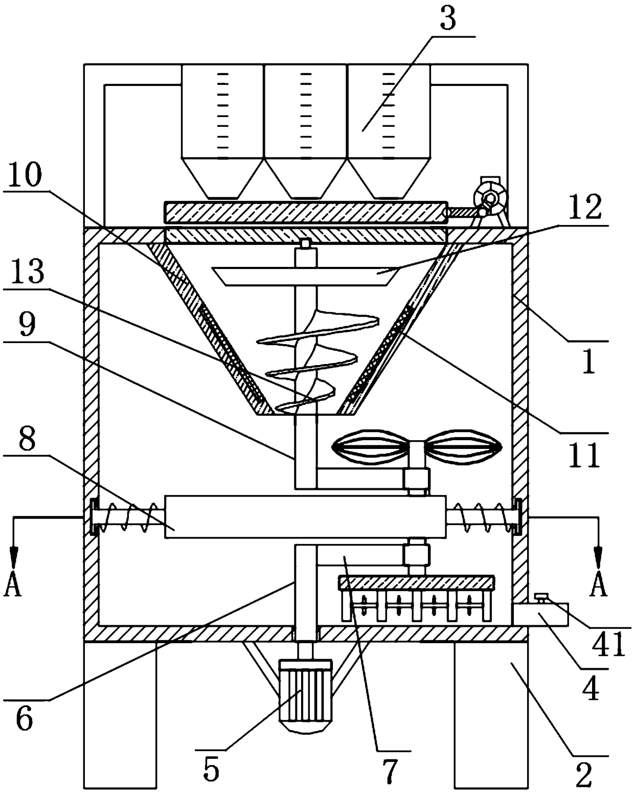 High-efficiency hot melt stirring device for processing of plastic product