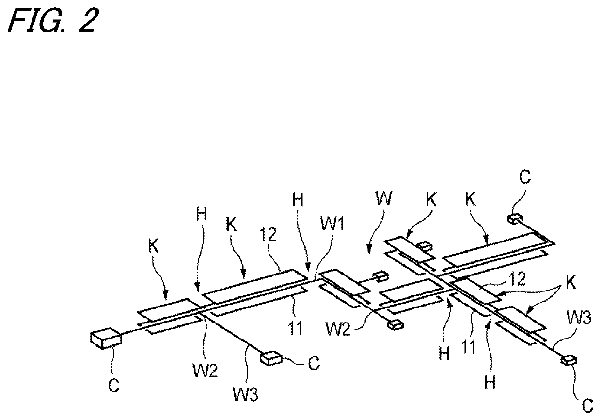 Wiring structure of wire harness and wire harness