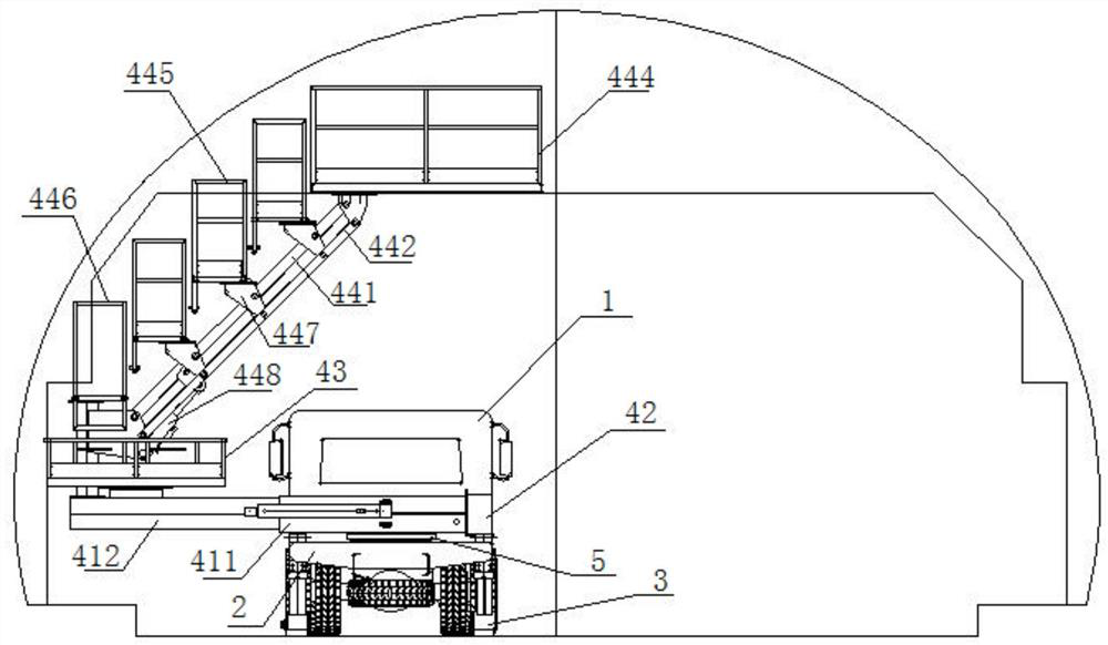 A self-propelled tunnel maintenance vehicle