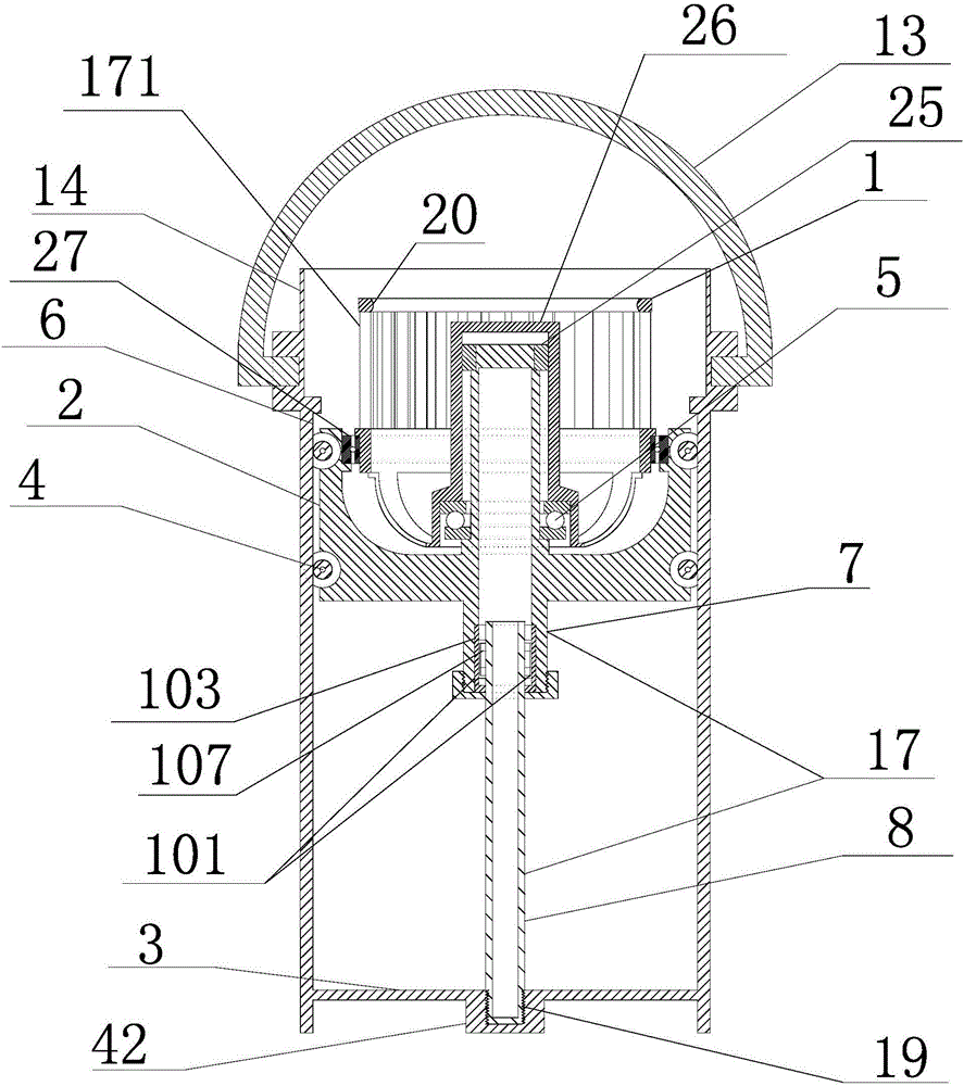 Self-locking lifting side shaft column cylinder hand-press rotating mop jet cleaning and spin-drying device