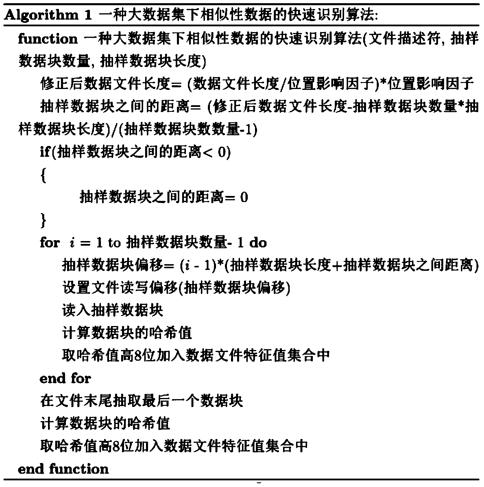 Fast recognition algorithm of similarity data in big data set