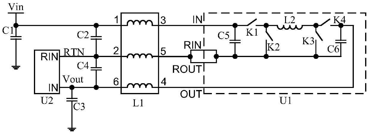 A switching power supply filter circuit