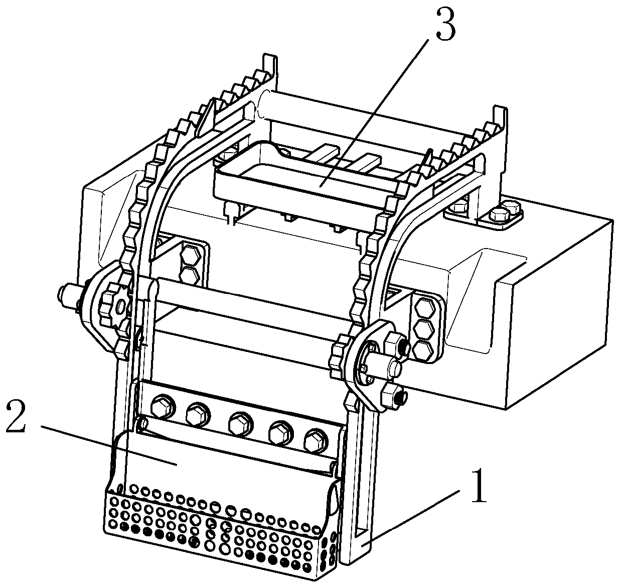 Double-gear driving type automatic unloading lifting and handling device