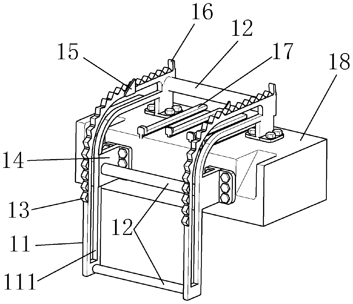 Double-gear driving type automatic unloading lifting and handling device