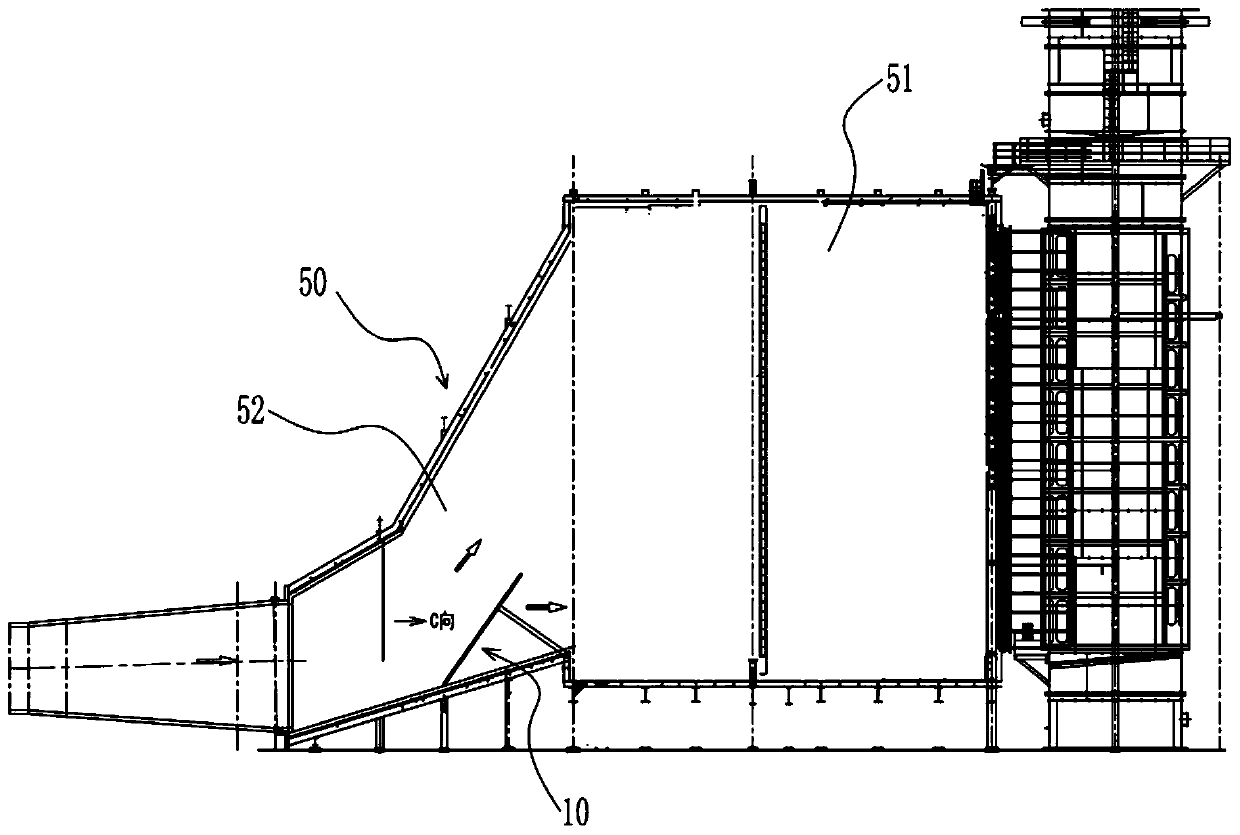 Flue gas diversion structure and device, waste heat boiler and flue gas diversion method