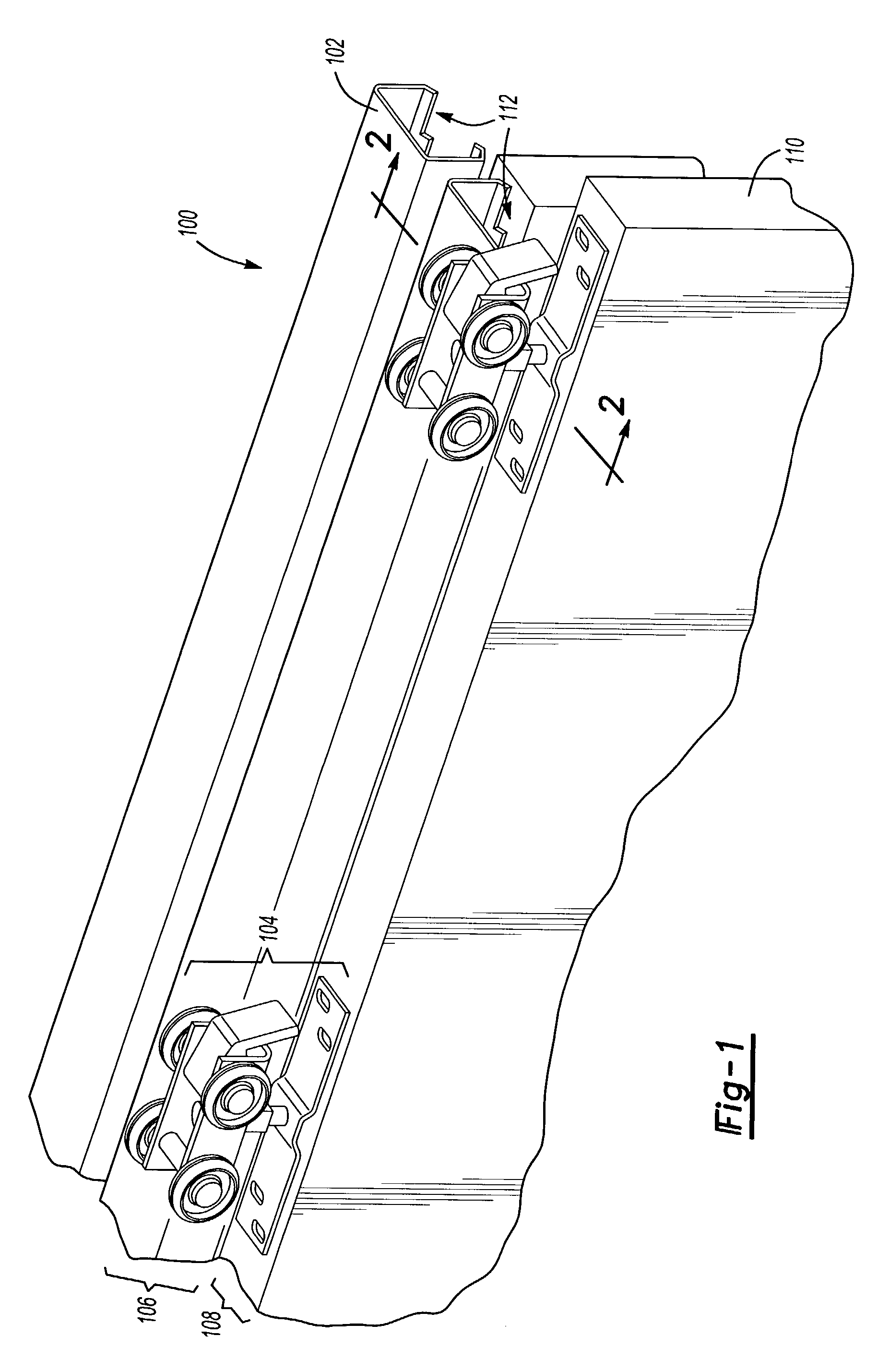 Movable door mounting assembly with trolley locking structure