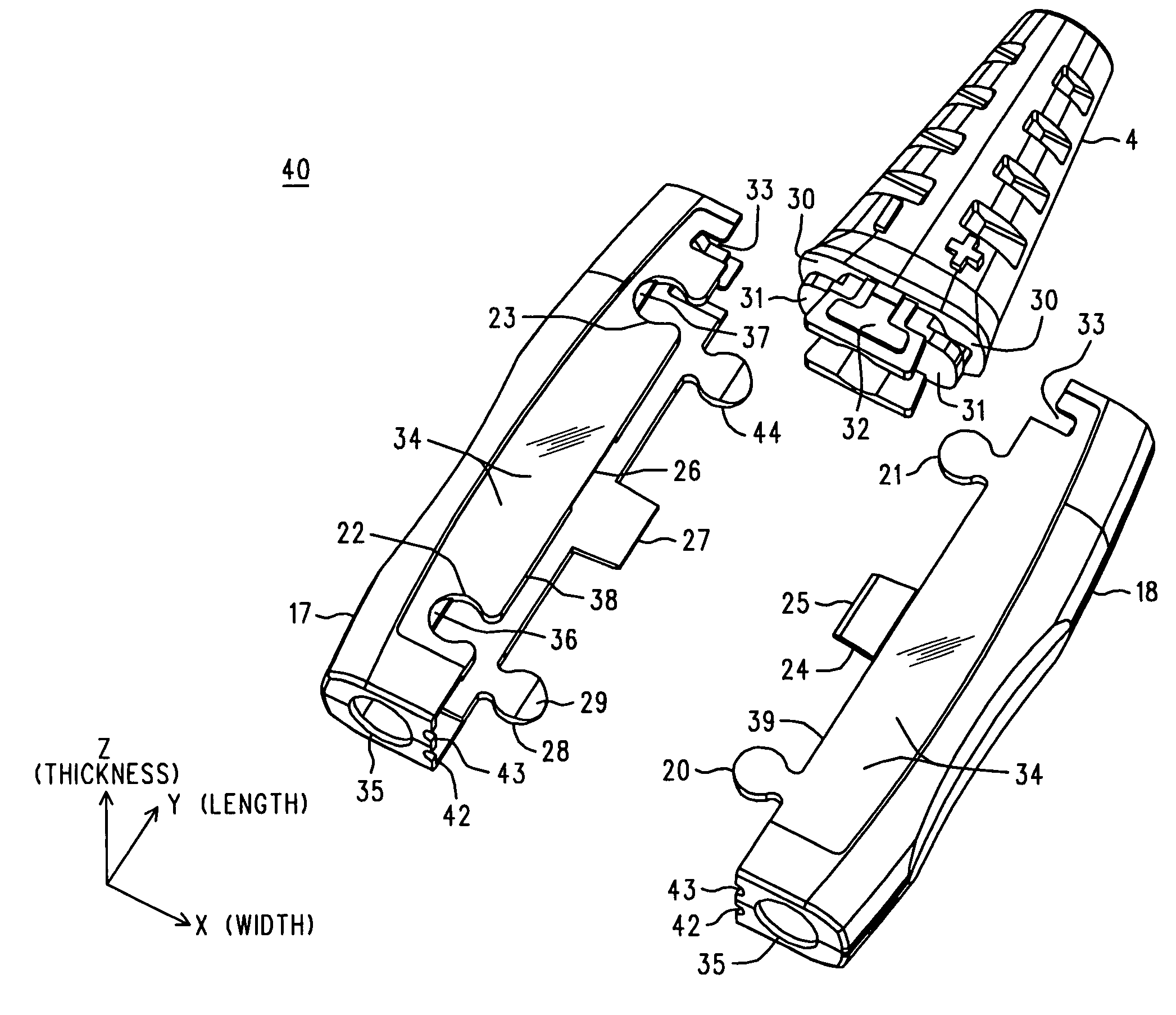 Housing for a thin active probe