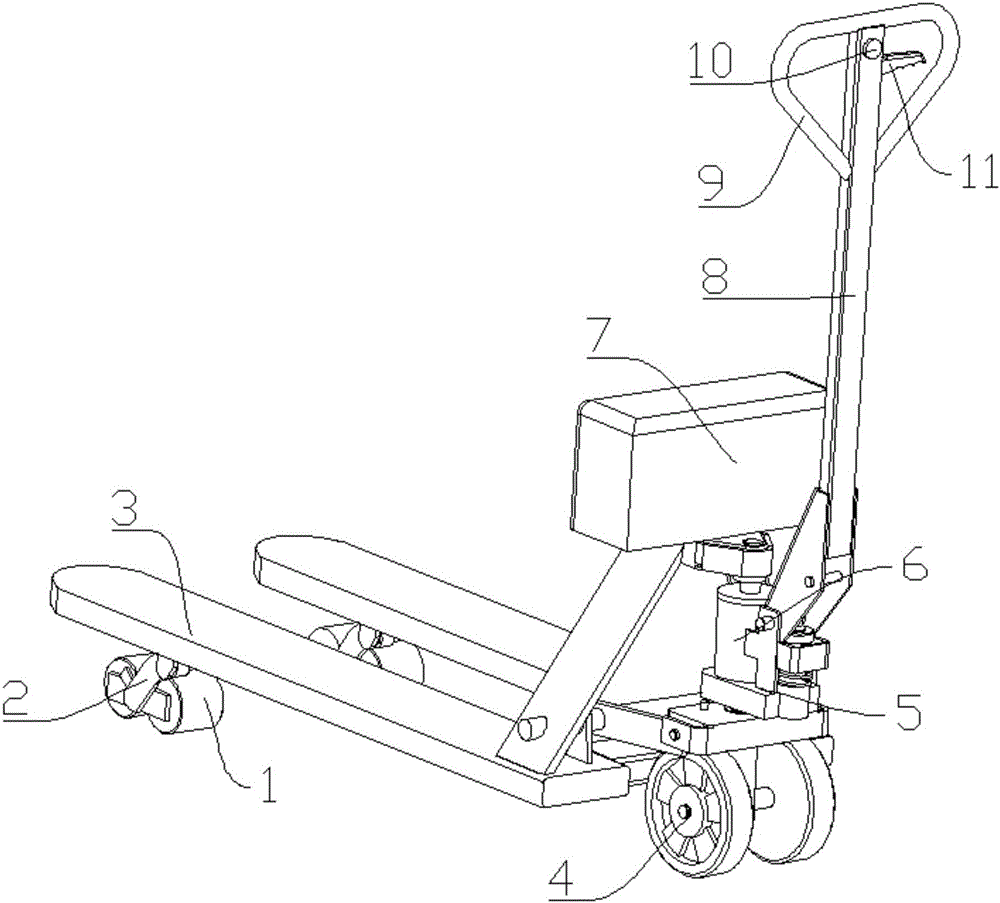 Electric hydraulic vehicle for transferring goods in factory