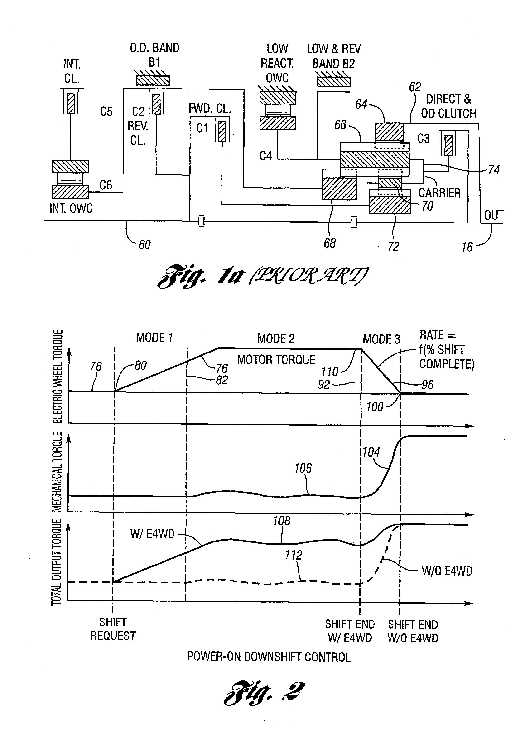 Power-on downshift control for a hybrid electric vehicle powertrain